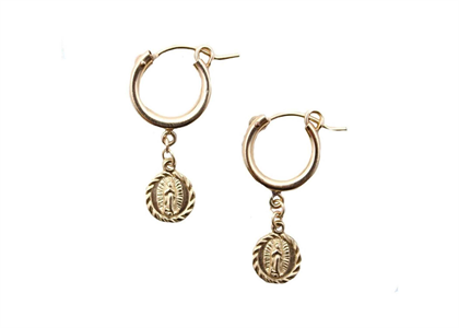 Virgin Mary Religious Hoop Earring